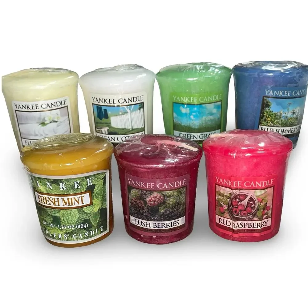 Lot of 7 Vintage Yankee Candle Votives Clean Cotton Laundry Fresh Floral HTF